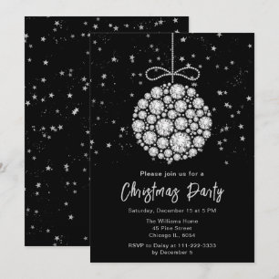 Glam Silver Ornament Christmas Party Invitation