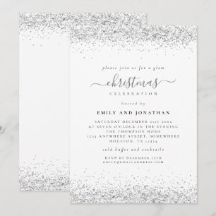 Glam Silver Parties scintillant Invitation de la f