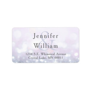 Glam Silver Pastel Purple Glitter Sparkle Wedding Label