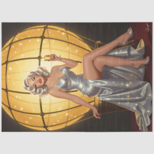 Glam Silver Pin-Up by Champagne Light — Vintage  Tissue Paper