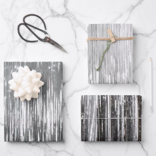 Glam Silver Stripes Wedding Wrapping Paper Sheet
