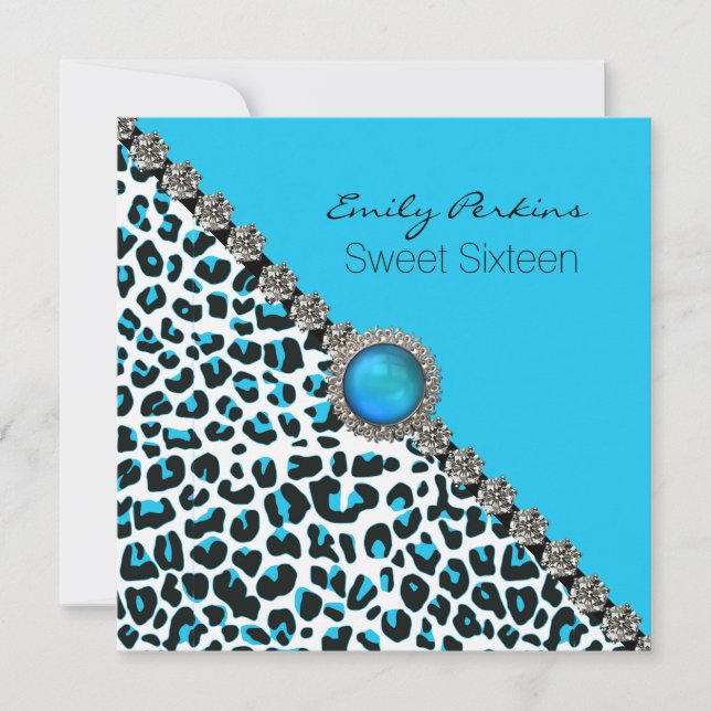 Glam Snow Leopard Sweet sixteen Invitation (Devant)