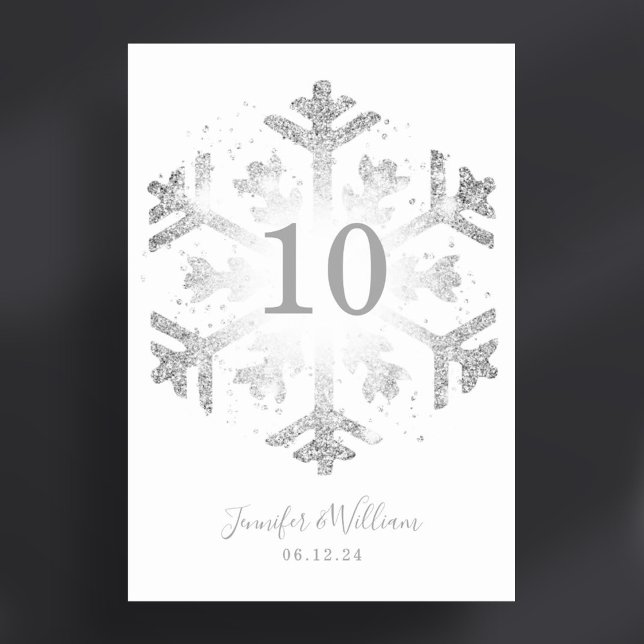 Glam Snowflake Xmas Wedding Silver  Table Number (Glam Snowflake Xmas Wedding Silver Table Number)