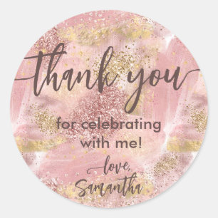 Glam Spa Party Faux Glitter Thank You Favour Classic Round Sticker