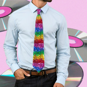 Glam Sparkle Colourful Rainbow Sequins Tie
