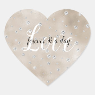 Glam sparkle diamonds champagne blush glitz heart sticker