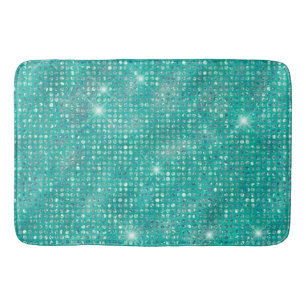 Glam Sparkle Dots Sea Glass Green Bath Mat