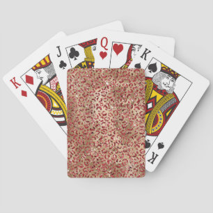 Glam Sparkle Red Glitter Gold Leopard Print Playing Cards