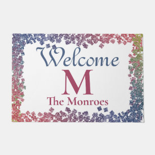 Glam Sparkling Gems Monogrammed Name Doormat