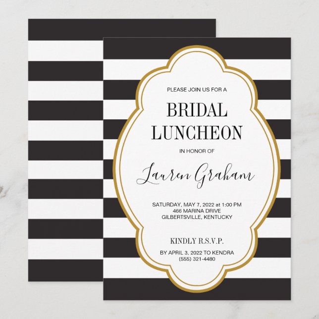 Glam Stripe Bridal Shower Invitation (Front/Back)