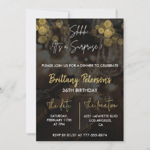 Glam Surprise 36th birthday invitations  Glitter