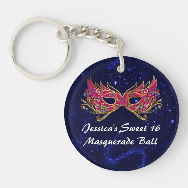 Glam Sweet 16 Masquerade Mask Key Chain (Front)