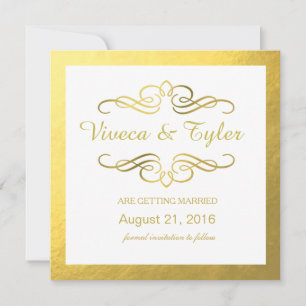 Glam Swirly Flourish Gold Foil Save the Date