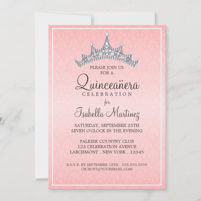 Glam Tiara Quinceanera Celebration Invitation (Front)