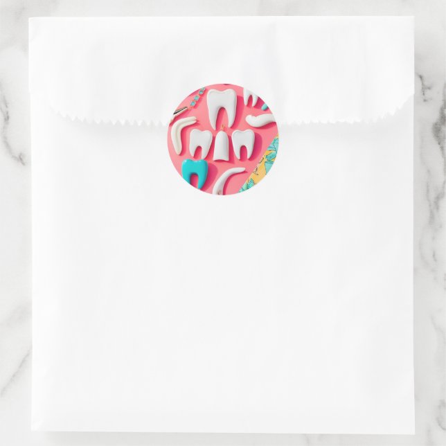 Glam Tooth  Classic Round Sticker (Bag)