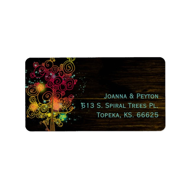 Glam Trees Rustic Country Wedding Label (Front)