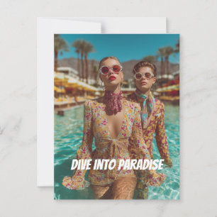 Glam Tropical Pool Party Vibes Postcard