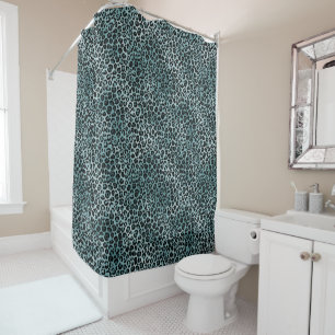 Glam Turquoise Teal Blue Leopard Print Ombre