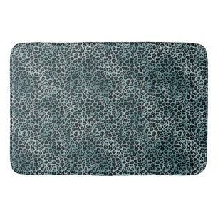 Glam Turquoise Teal Blue Leopard Print Ombre Bath Mat