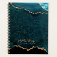 Glam Turquoise Velvet Agate Géode Gold Script