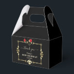 Glam Vegas Casino Royale 40th Birthday Thank You Favor Box<br><div class="desc">ANY AGE! Royal, Vintage design Great Gatsby and Casino themed. It features a Great Gatsby, Roaring 1920's old Hollywood Art Deco style shape, royal faux gold fleur-de-lis, vintage fonts, a pair of dice, as well, playing cards suits with a golden edges. Use Personalize tool to add your information. For more,...</div>
