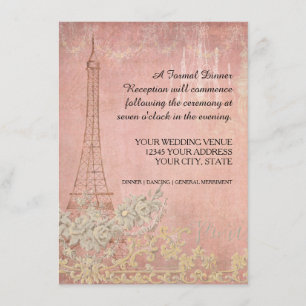 Glam Vintage Paris Parisian Wedding Reception Invitation
