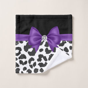 Glam violet Bow-blanc Empreinte de léopard-noir