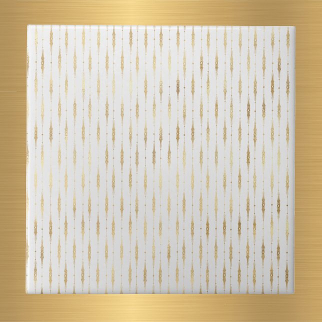 Glam White Gold Stripes Tile (Creator Uploaded)