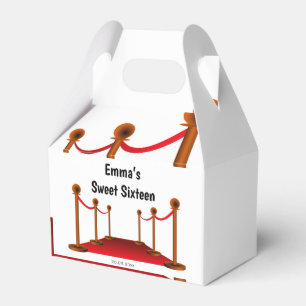 Glam White Red Carpet Sweet 16th Custom Party  Favor Box