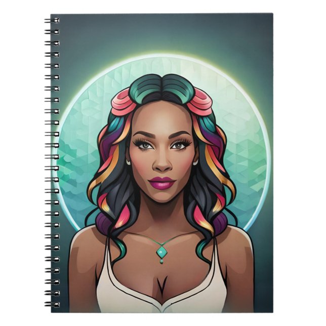 Glam Woman Rainbow Essence Empowerment Girl Power  Notebook (Front)
