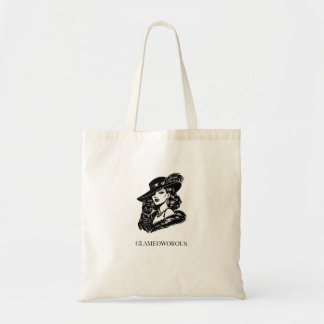 Glam Woman with Cat Fashion Illustration Tote Bag