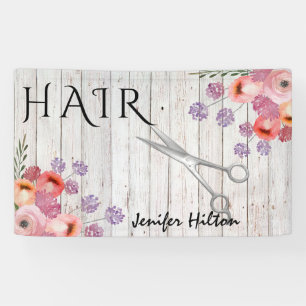 Glam wood lookboho floral scissors banner