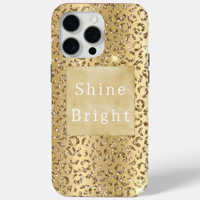 Glam Yellow Gold Glitter Leopard Case-Mate iPhone Case (Back)