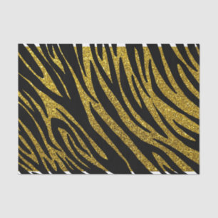 Glam Zebra Stripes & Gold Faux Glitter Tissue Paper