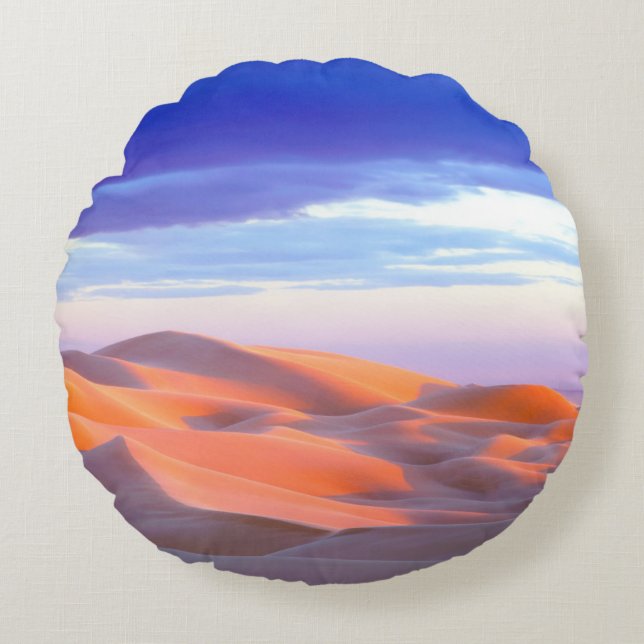 Glamis Sand Dunes at sunset Round Pillow (Front)