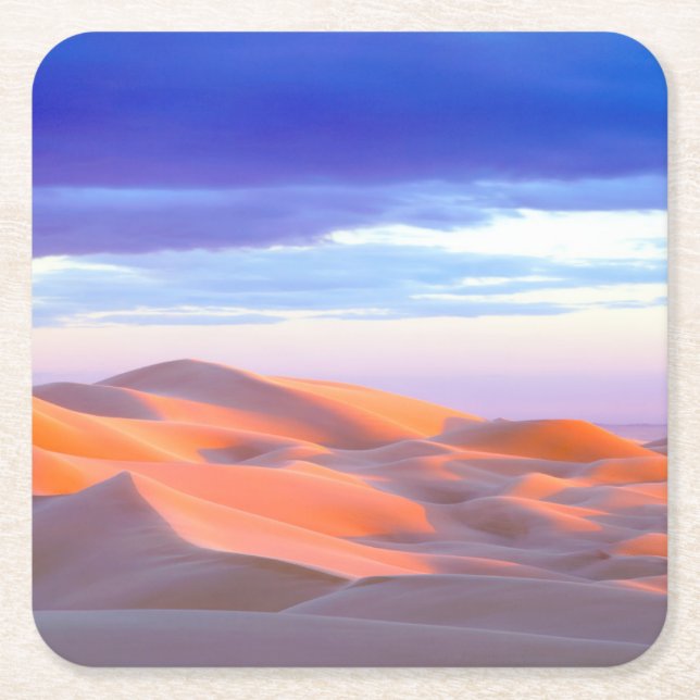 Glamis Sand Dunes at sunset Square Paper Coaster (Front)