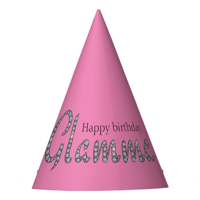 Glamma bling custom background colour party hat (Front)