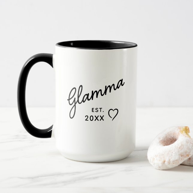 Glamma Established Date Modern Family  Mug (With Donut)