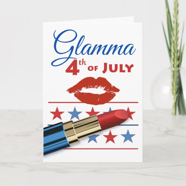 Glamma Grandma Fourth of July Lipstick Card (Front)