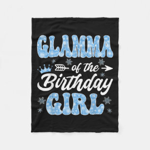 Glamma Of The Birthday Girl Snowflakes Winter Chri Fleece Blanket