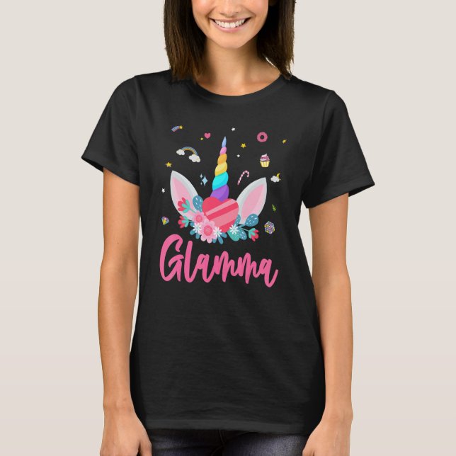 Glamma Of The Birthday Girl Unicorn Theme Magic Un T-Shirt (Front)