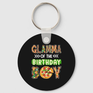 Glamma of the boy birthday boy pizza lover party keychain