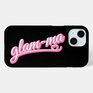 Glamma pink/white on black iPhone 15 case
