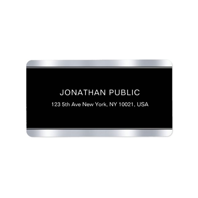 Glamor Black Silver Template Elegant Professional Label (Front)