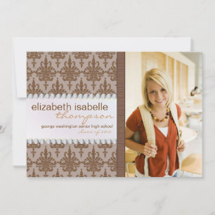 Glamor Damask & Jewel Graduation Faire-part