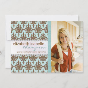 Glamor Damask & Jewel Graduation Faire-part