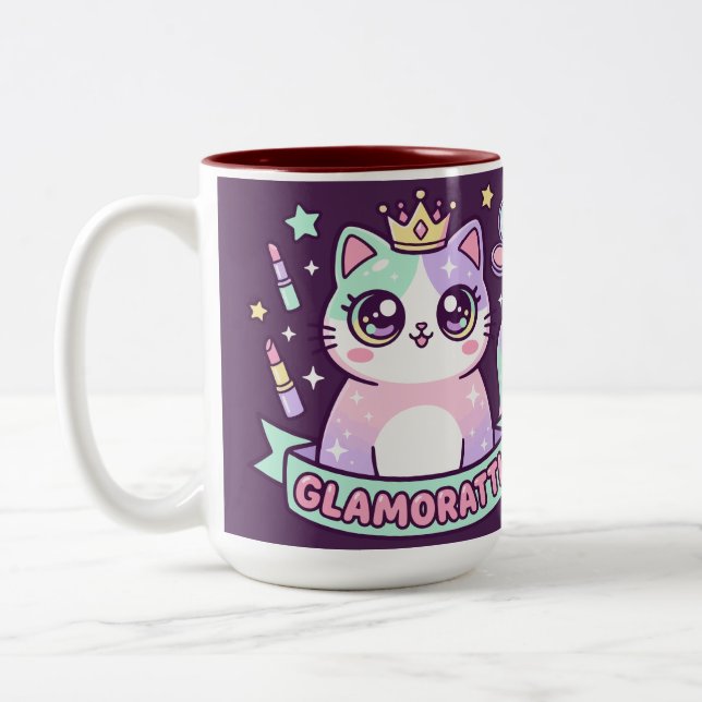 Glamoratti Cat Two-Tone Coffee Mug (Left)
