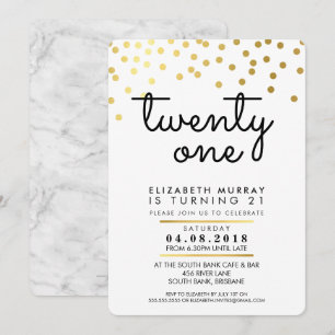GLAMOROUS 21ème anniversaire INVITATION confetti d
