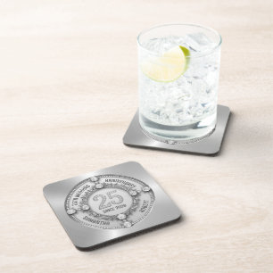 Glamorous 25th Wedding Anniversary Coaster