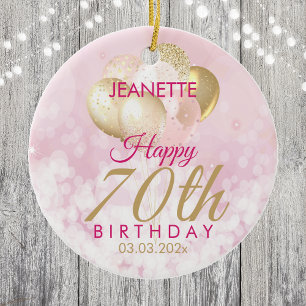 Glamorous 70th Birthday Balloon Ceramic Ornament